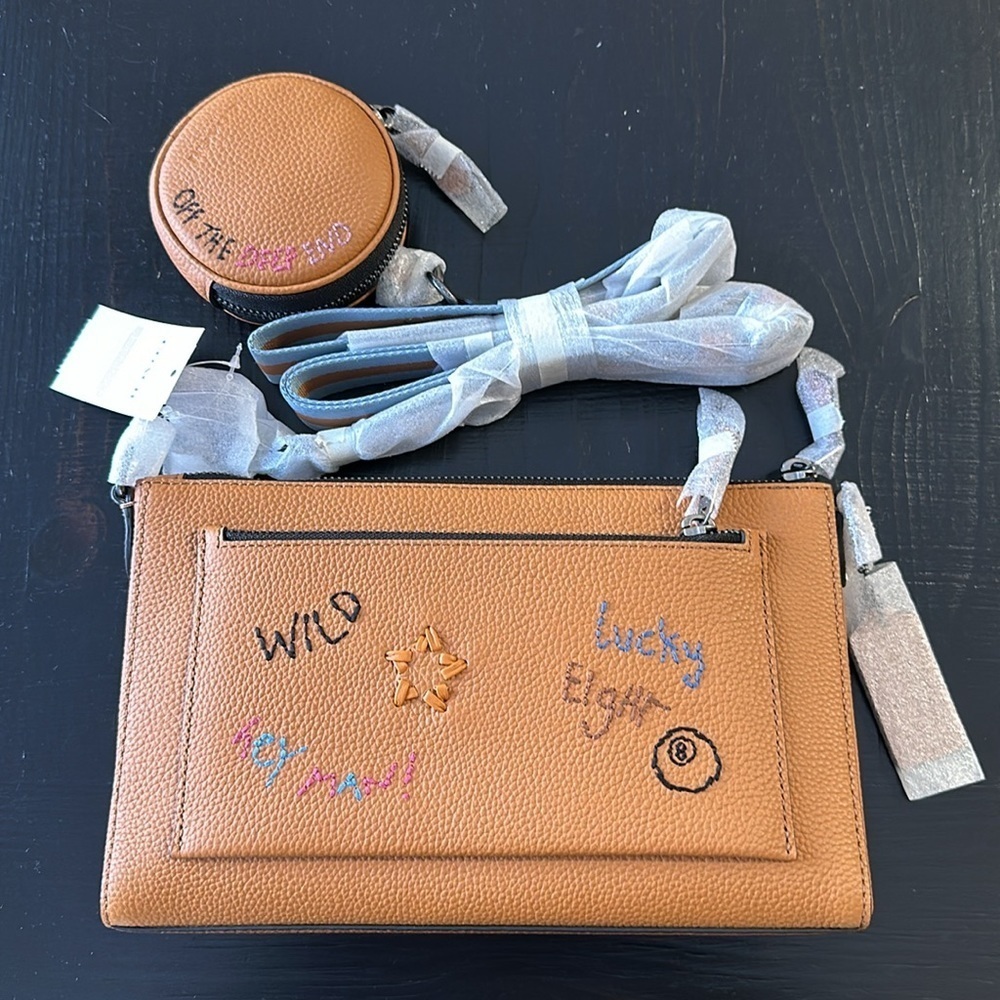 Coach Holden Crossbody with Diary Embroidery Tan Leather NWT